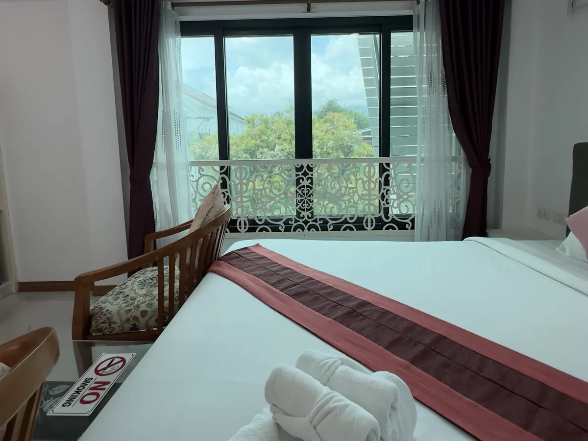 King bed and window in a Mountain View room